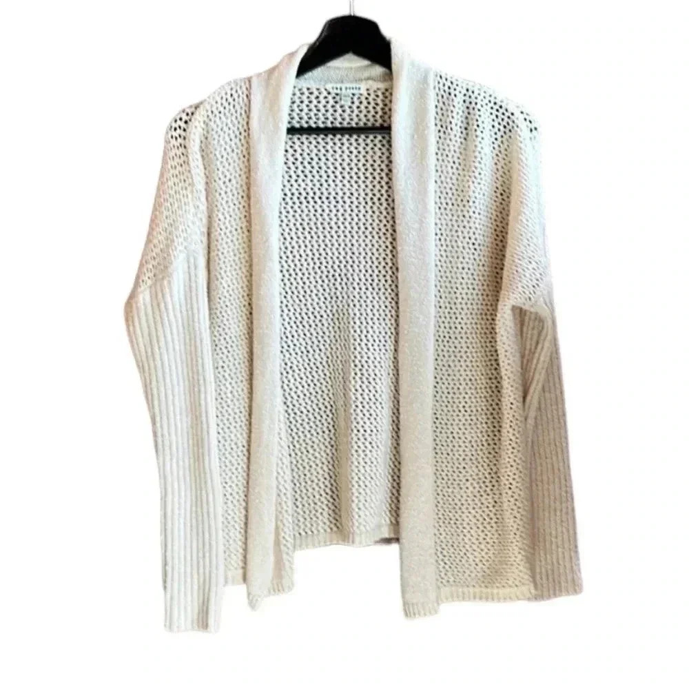 Rag Poets Lightweight Cotton Knit Open Front Cardigan Sweater Cream Size XS/S